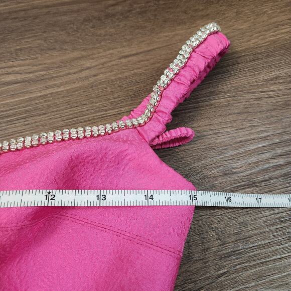 Self-Portrait‎ Diamante Embellished Textured Midi Dress 4 Pink Evening Formal - Picture 9 of 9